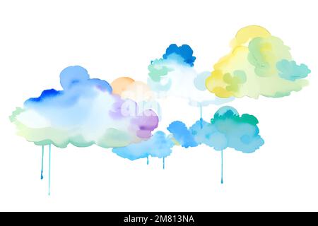 Handmade illustration of colorful pastel watercolor, multicolor abstract splash on white paper background, vector watercolor cloud. Stock Vector