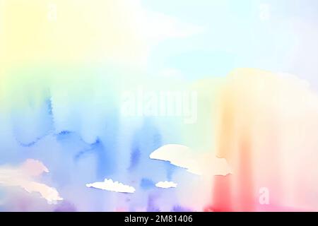 Handmade illustration of colorful pastel watercolor, multicolor abstract splash on white paper background, vector watercolor clouds. Stock Vector