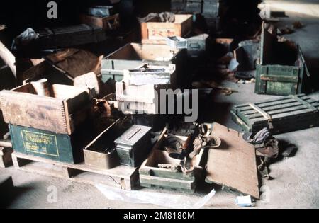 Soviet weapons seized during the evacuation of American students by US military personnel. Base: Point Salines Country: Grenada (GRD) Stock Photo