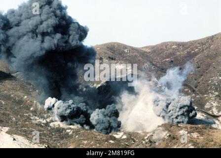 500-lb. bombs explode in the impact area at Nightmare Range