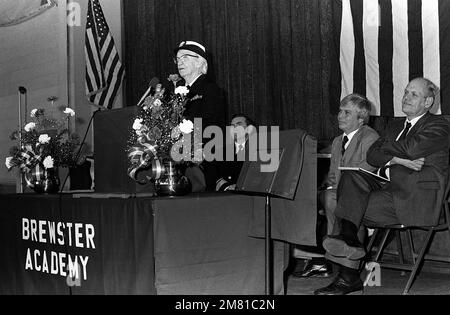 CAPT. Grace Murray Hopper speaks at a ceremony taking place to dedicate a center for computer learning in her name at Brewster Academy. Base: Wolfeboro State: New Hampshire (NH) Country: United States Of America (USA) Stock Photo
