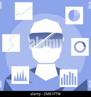 Artificial intelligence in data analysis, Data marketing technology, Business data report Stock Vector