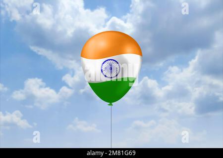 Creative concept of Indian tricolor flag created on balloon. Republic day of India. Independence day of India. Stock Photo