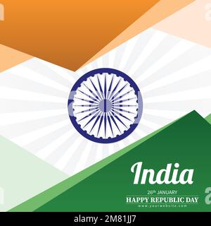 Abstract vector tricolor of Indian flag. Republic day of India. Independence day of India. Stock Vector