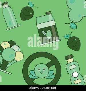 Seamless pattern background with vegan food icons Vector Stock Vector