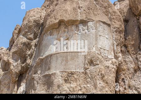Grandee relief of Bahram II in Naqsh-e Rostam, Iran Stock Photo