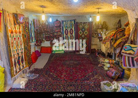 KANDOVAN, IRAN - JULY 15, 2019: Interior of a cave souvenir shop in Kandovan village, Iran Stock Photo