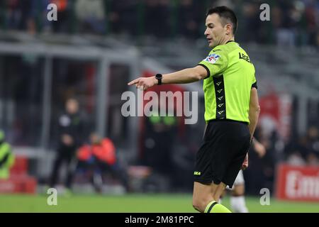 Milan, Italy. 11th Jan, 2023. Referee Antonio Rapuano in action during Coppa Italia 2022/23 football match between AC Milan and Torino FC at San Siro Stadium, Milan, Italy on January 11, 2023 Credit: Independent Photo Agency/Alamy Live News Stock Photo