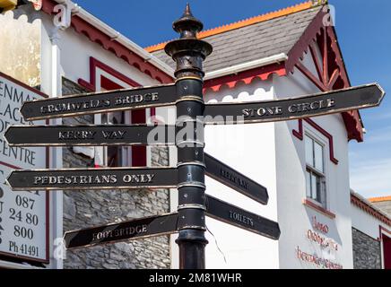 directions signs in Kenmare, County Kerry, Ireland, Europe Stock Photo