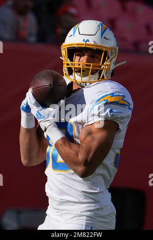 Los Angeles Chargers running back Isaiah Spiller (28) against the Denver  Broncos of an NFL football game Sunday, January 8, 2023, in Denver. (AP  Photo/Bart Young Stock Photo - Alamy