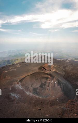 Mount Etna Smoking in Sicily, Italy taken in May 2022 Stock Photo