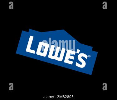 Lowe's, rotated logo, black background B Stock Photo