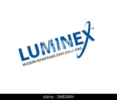 Luminex Software Inc. rotated logo, white background Stock Photo