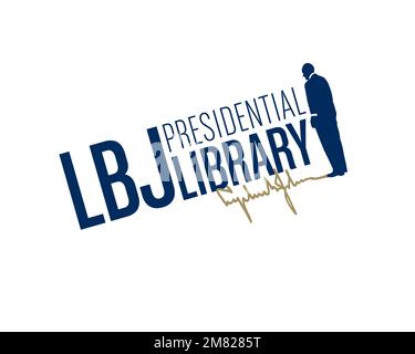 Lyndon Baines Johnson Library and Museum, Rotated Logo, White Background Stock Photo