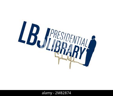 Lyndon Baines Johnson Library and Museum, Rotated Logo, White Background B Stock Photo