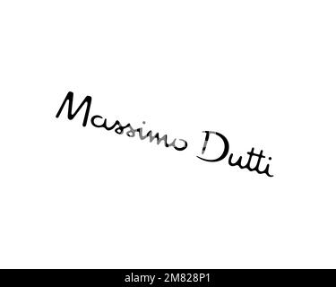 Massimo Dutti, Rotated Logo, White Background B Stock Photo