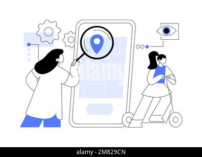 Mobile tracking soft abstract concept vector illustration. Stock Vector