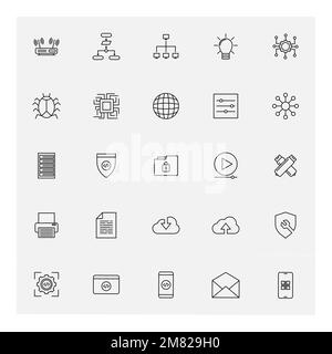 Web Development Programmer outline icon set. Online coding vector icons illustration. Stock Vector