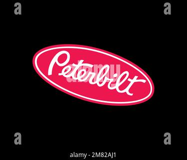 Peterbilt, rotated logo, black background B Stock Photo