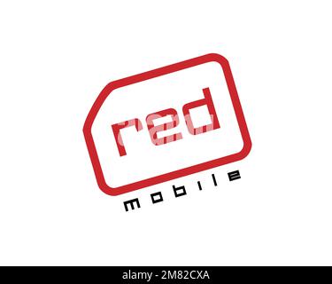 Red Mobile, rotated logo, white background B Stock Photo - Alamy