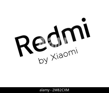 Redmi, rotated logo, white background Stock Photo