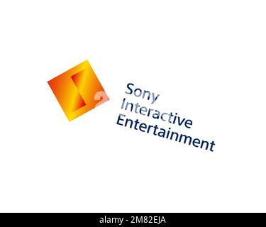 Sony Interactive Entertainment company, rotated logo, white background B Stock Photo
