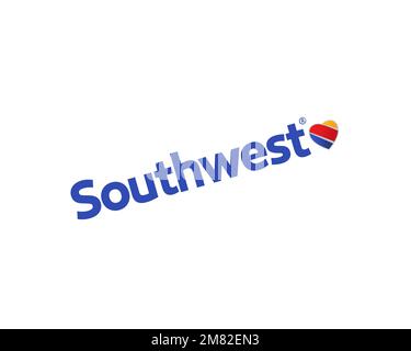 Southwest Airline, rotated logo, white background Stock Photo