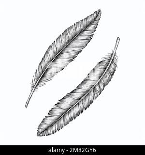 Two hand drawn feathers vector Stock Vector