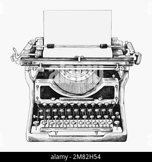 Hand drawn retro typewriter vector Stock Vector