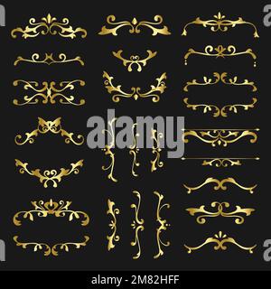 Vintage gold filigree ornament vector collection Stock Vector