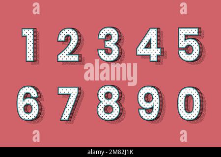 Isometric halftone font numbers 0-9 vector set Stock Vector