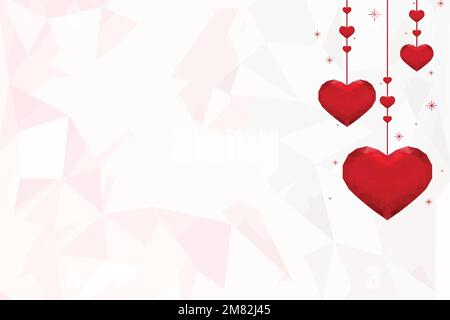 Vector hanging orange hearts prism pattern background Stock Vector