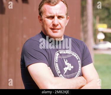 Army STAFF Sergeant Floyd N. Winters from West Point, NY, a coach for the wrestling team competing at the 1984 Summer Olympics. Base: Anaheim State: California (CA) Country: United States Of America (USA) Stock Photo