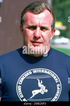 Army STAFF Sergeant Floyd N. Winters from West Point, New York, a coach for the wrestling team competing at the 1984 Summer Olympics. Base: Anaheim State: California (CA) Country: United States Of America (USA) Stock Photo