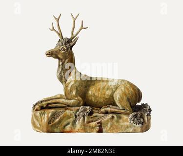 Vintage stag illustration vector, remixed from the artwork by Charles Caseau Stock Vector