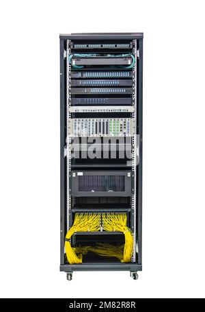 network servers in data center isolated on white background Stock Photo