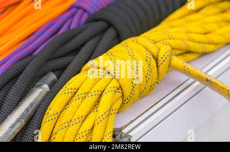 multi-colored safety and rescue polyamide strand ropes with a low ...
