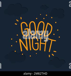 Orange Good night word on a dark blue background vector Stock Vector