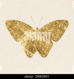 Sparkly gold butterfly icon vector Stock Vector