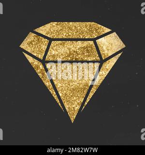 Sparkly gold diamond vector icon Stock Vector