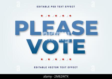 White and blue editable vector text effect template Stock Vector