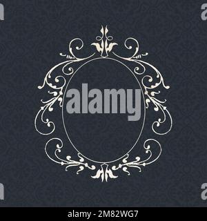 Oval filigree frame border vector Stock Vector