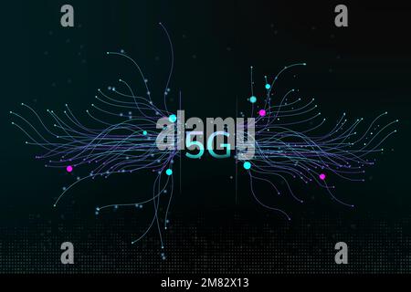 Technology particle dots vector 5G digital corporate background Stock Vector
