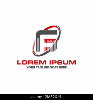 Simple letter or word FG or GF font in block or negative space with cutting circle graphic icon logo design concept vector stock initial or fitness Stock Vector