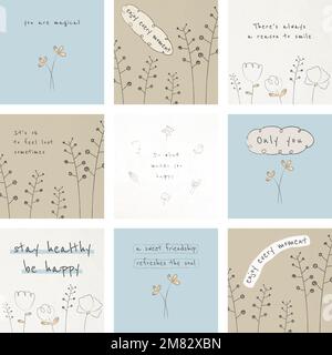 Motivational quote template vector on texture background set Stock Vector