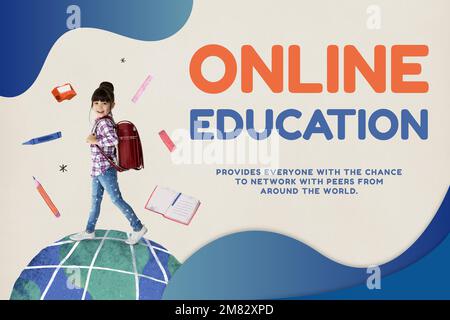 Online education template vector future technology Stock Vector