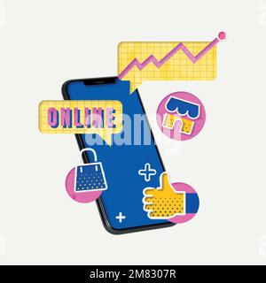 Online shopping cart vector colorful graphics for marketing campaign Stock Vector