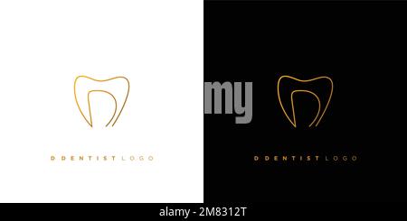 D letter tooth logo design is unique and attractive Stock Vector