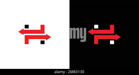 H letter 2 direction logo design is unique and modern Stock Vector