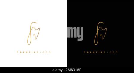 F letter tooth logo design is unique and attractive Stock Vector